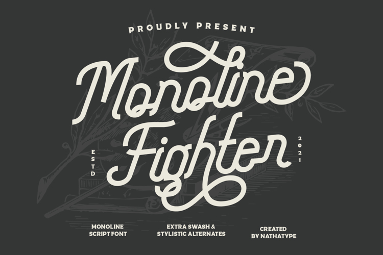 Monoline Fighter Font website image