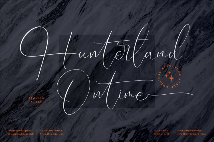 Hunterland Ontime Font website image