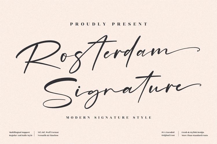 Rosterdam Signature Font website image