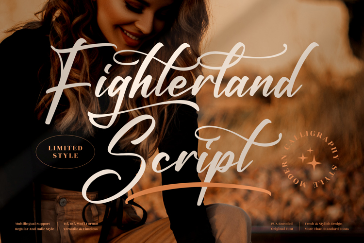 Fighterland Script Font website image