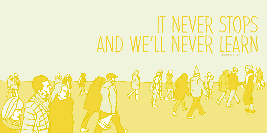 It never stops and we’ll never learn Font website image