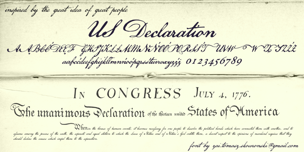 US Declaration Font website image