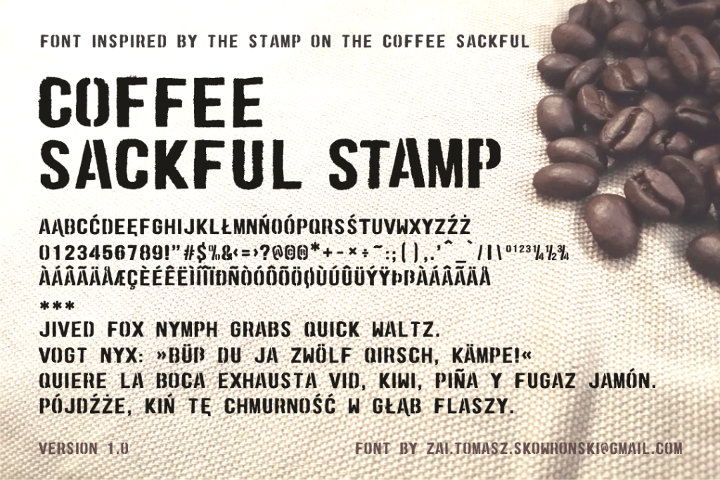 zai Coffee Sackful Stamp Font website image