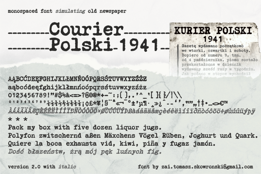 zai Courier Polski 1941 Font Family website image