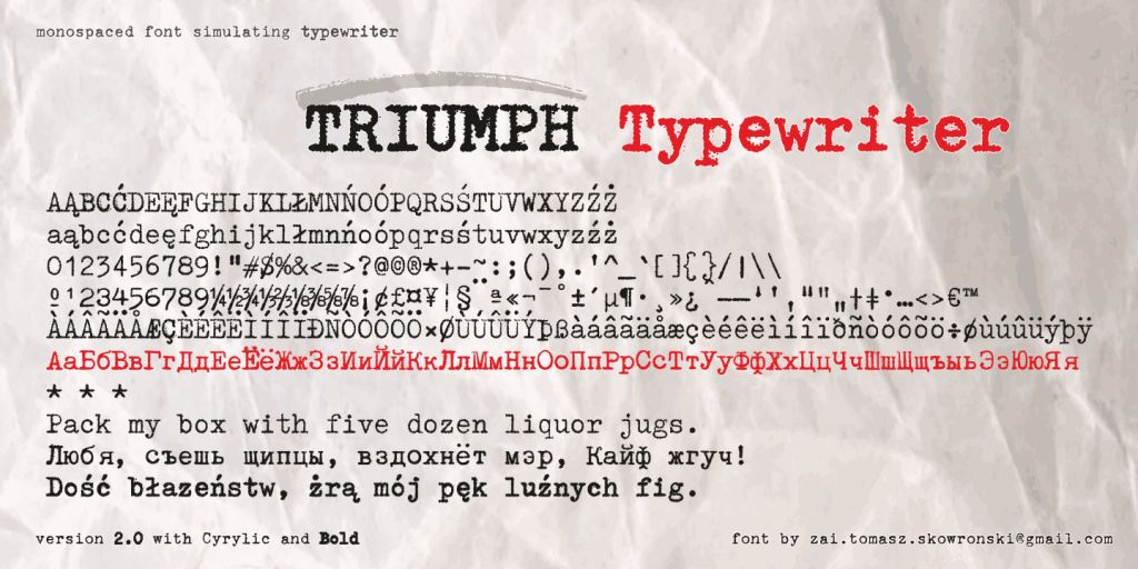 zai Triumph Typewriter Font Family website image