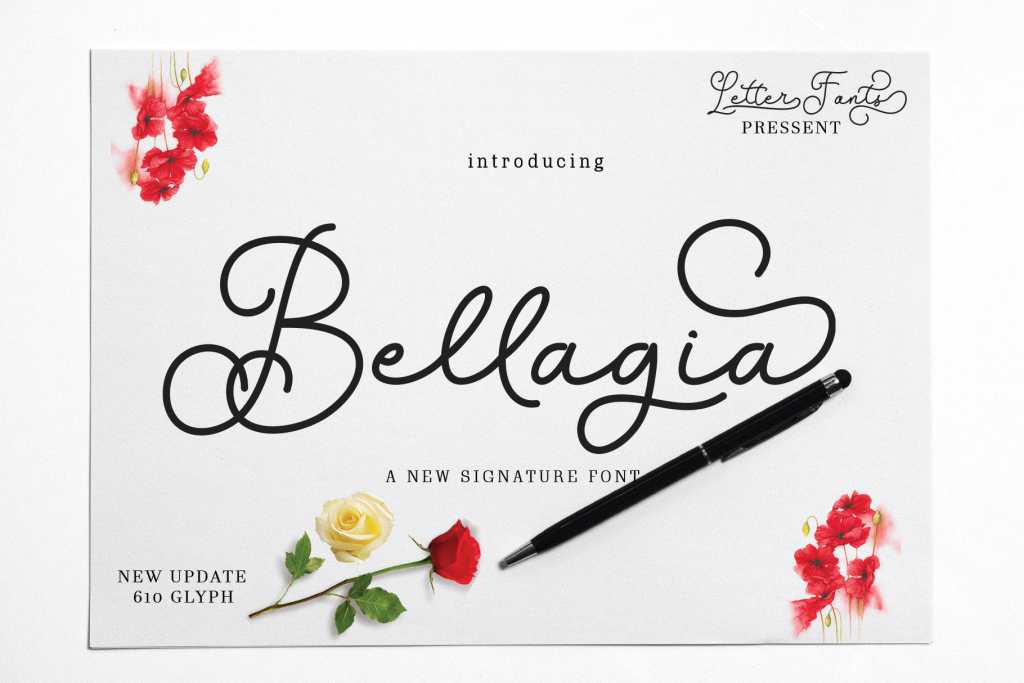 Bellagia demo Font website image