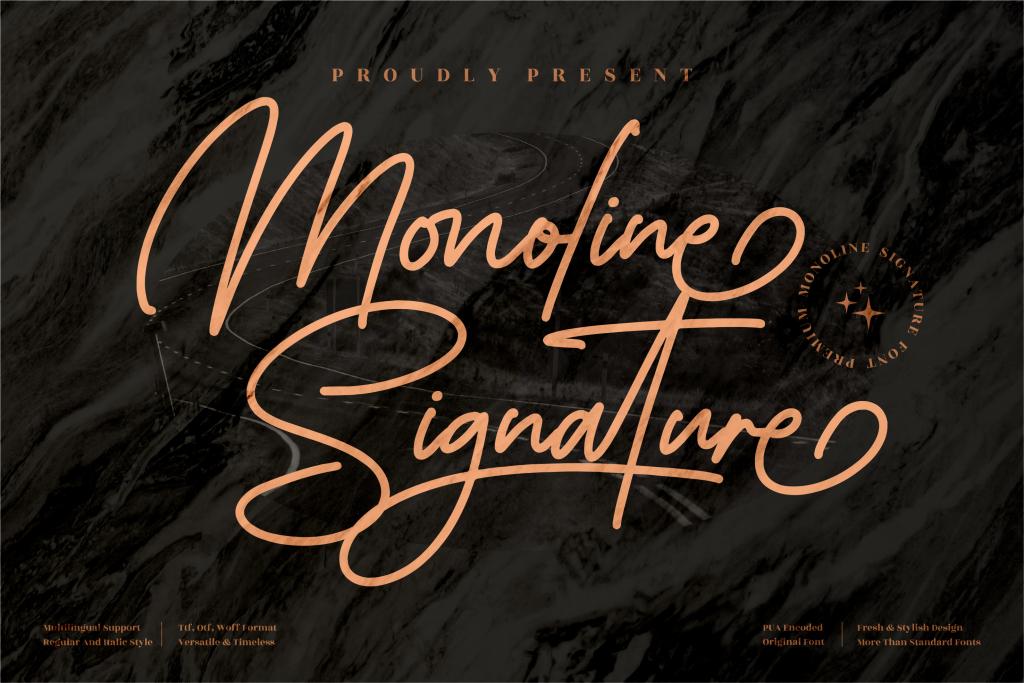 Monoline Signature Font Family website image
