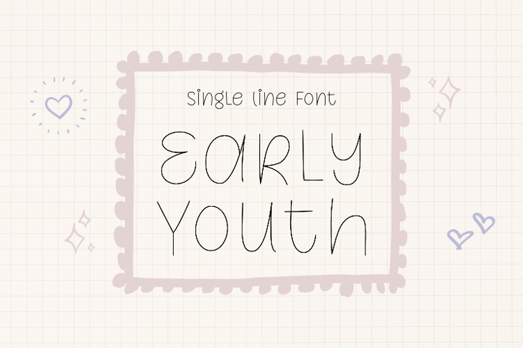 Early Youth Single Line Font website image
