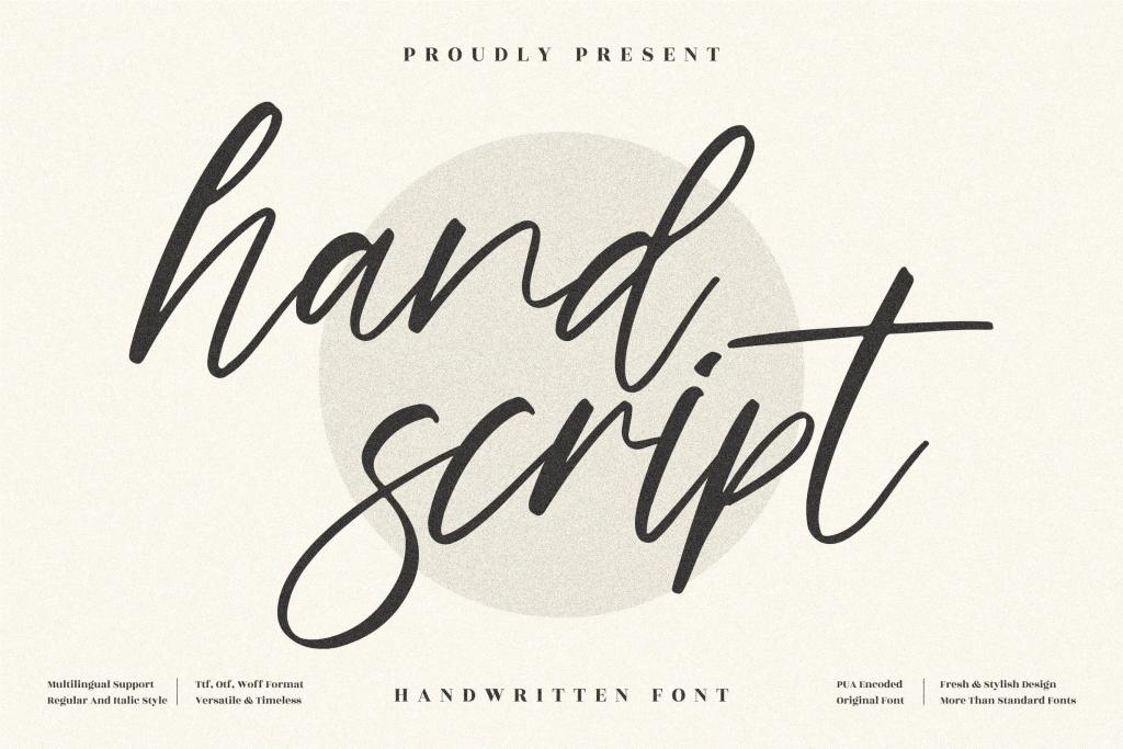 hand script Font Family website image