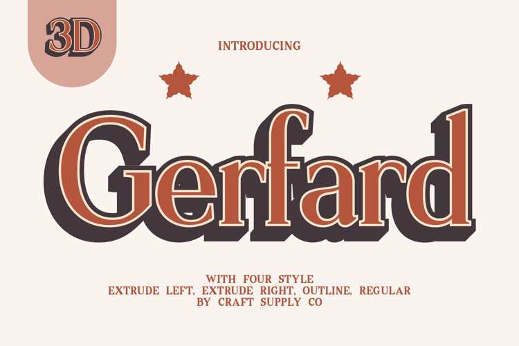 Gerfard 3D Font website image