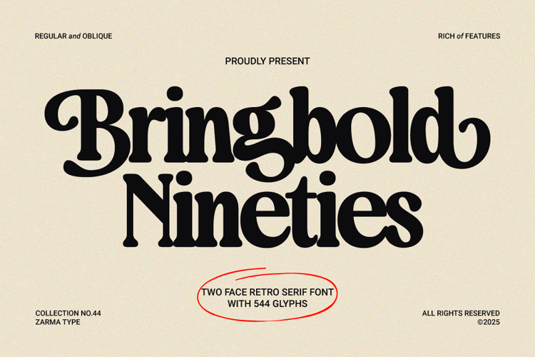 Bringbold Nineties Font website image