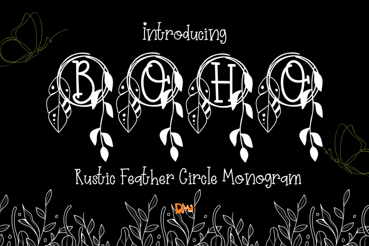 Rustic Feather Circle Monogram Font website image
