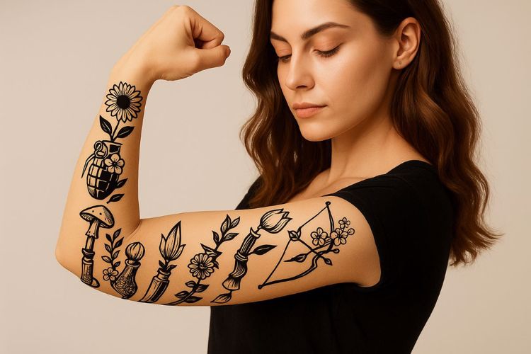 Guns Floral Tattoo Font website image