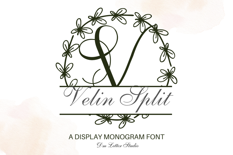 Velin Split Monogram Font website image