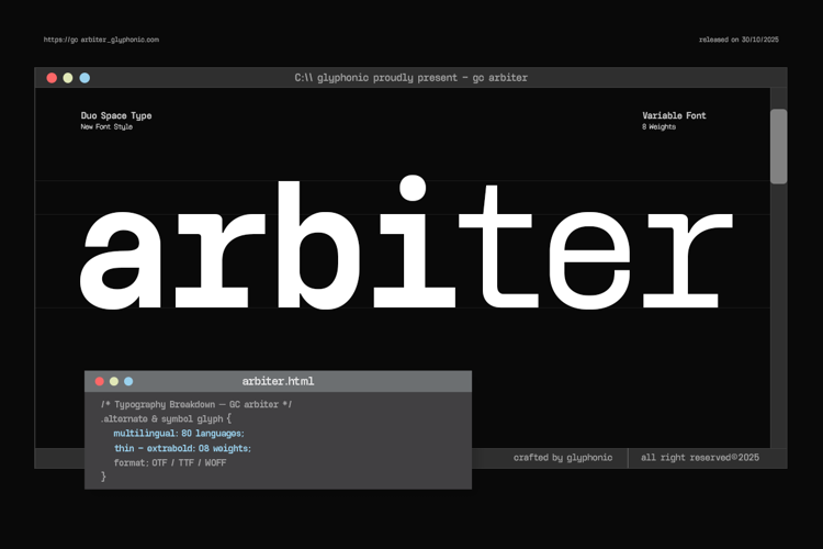 GC Arbiter Font website image