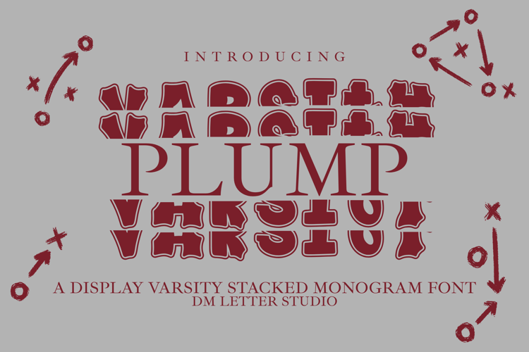 Plump Varsity Stacked Monogram Font website image