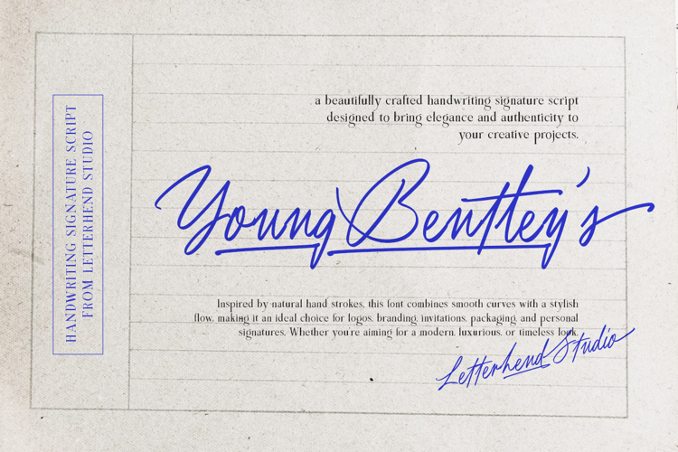 Young Bentley Font website image